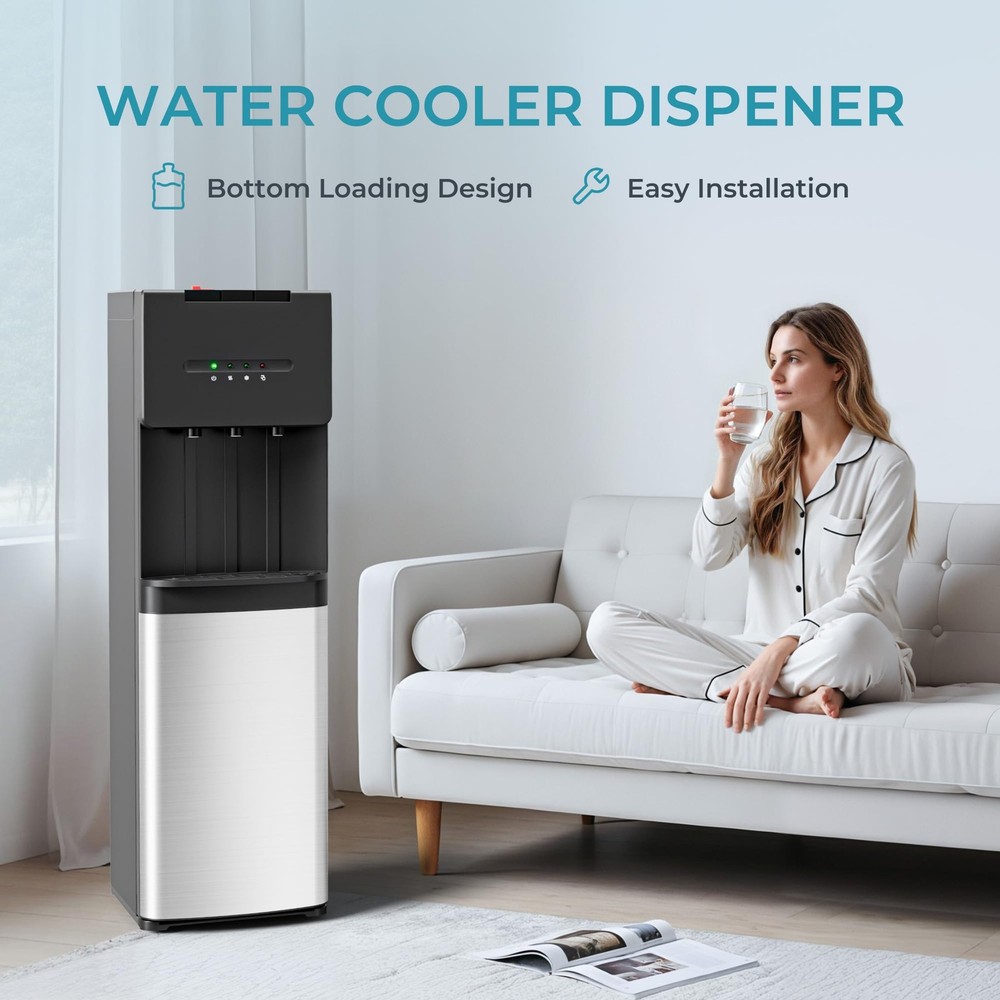 Bottom Loading Water Cooler Dispenser for 5 Gallon Bottle, 3 Temperature Sett...