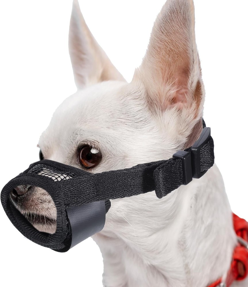 Mesh Muzzle Soft Mesh Muzzles Soft Covered Mouth Guard with Adjustable Strap fo