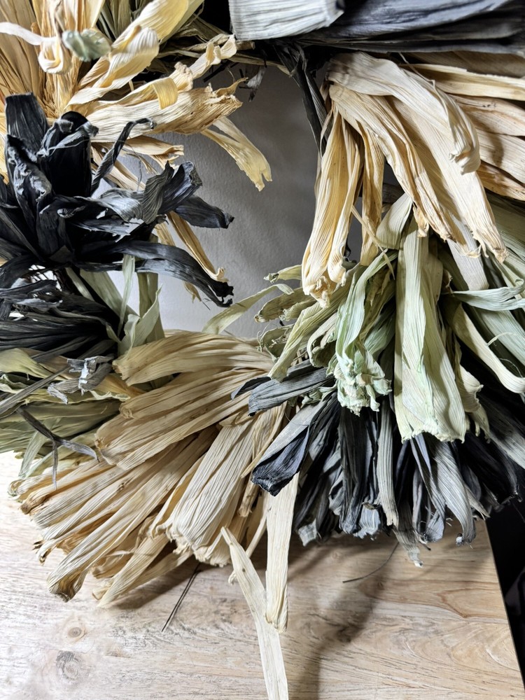 Round Colored Corn Husk Wreath
