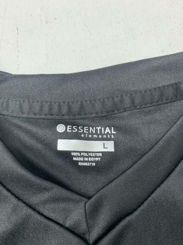Essential Elements Womens Black Short Sleeve Scrub Top Size Large