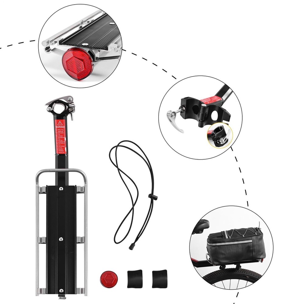 Quick Release Rear Rack | Bike Cargo Rack With Light Universal Adjustable Rack