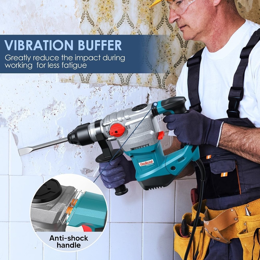 High-Performance Rotary Hammer Drill 13 Amp – 4 Functions with Vibration Control