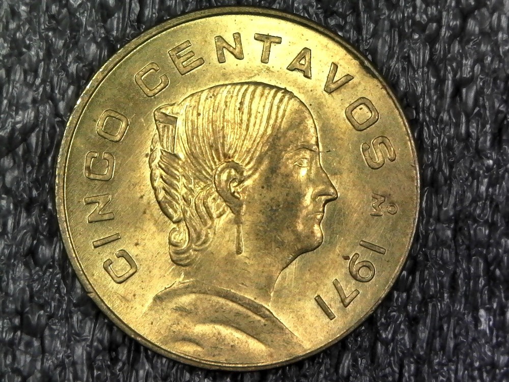 1971 Mexico 5 Centavos w/ Double Die DDR Error (E5432)