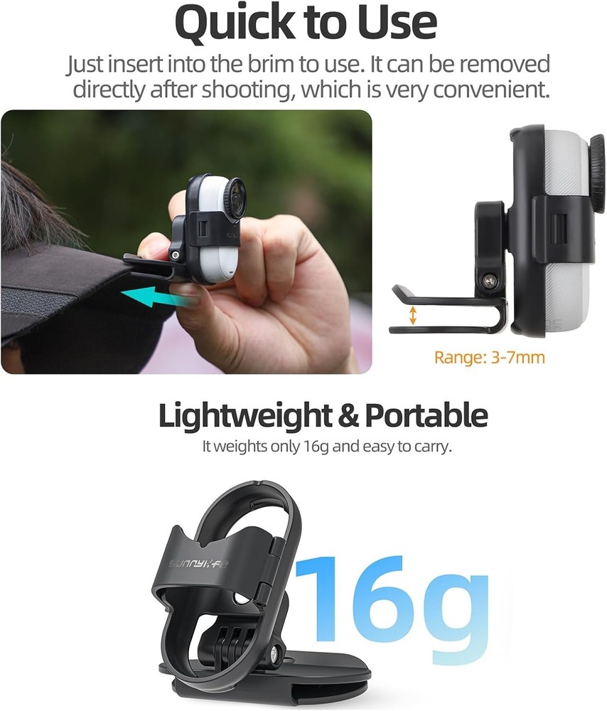 Baseball Hat Clip for Insta360 Go 3s, Vertical & Horizontal Adjustable...