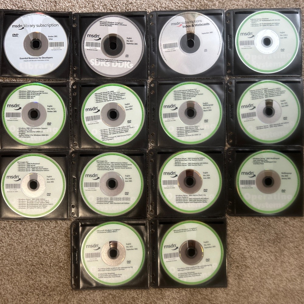 Lot of MSDN Microsoft Developer Discs Library and Cases Longhorn And 2000