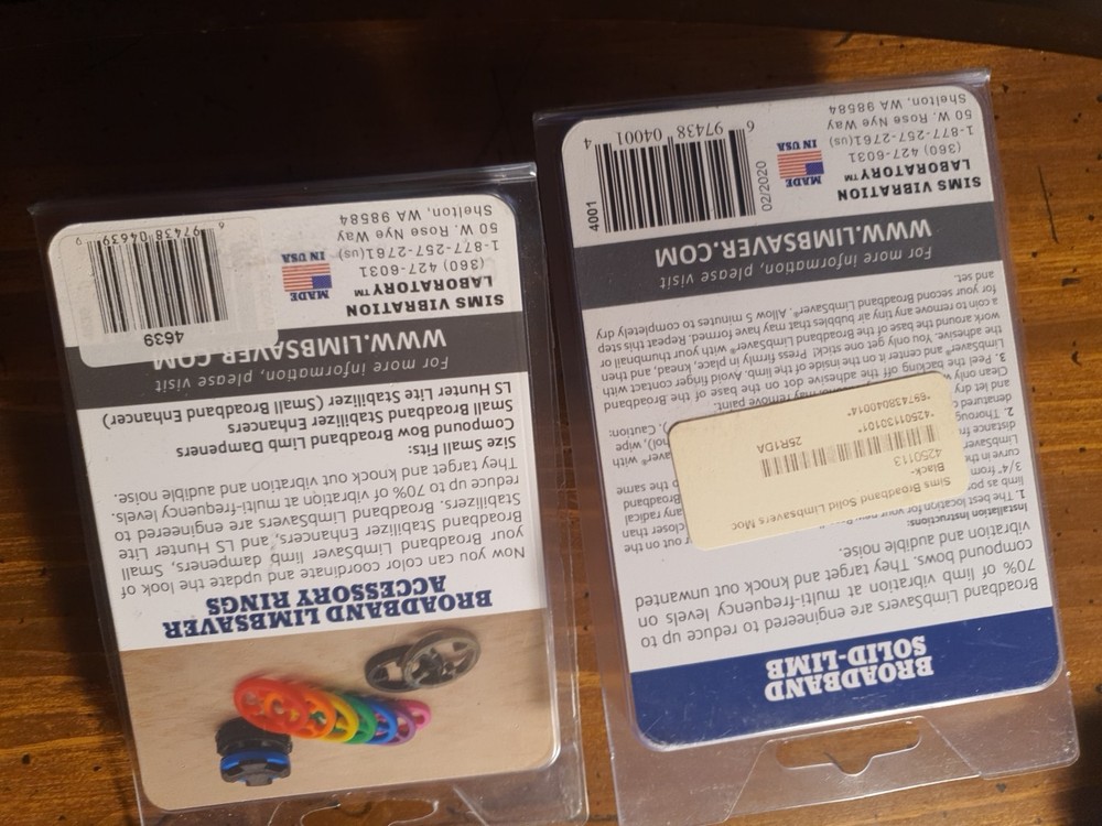 LimbSaver Broadband Dampener for Solid Limb Compound Bows, Black & White 2-Pack