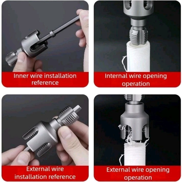 Manual Pipe Threader BSPT 1/2" & 3/4" Integrated Internal & External Tool