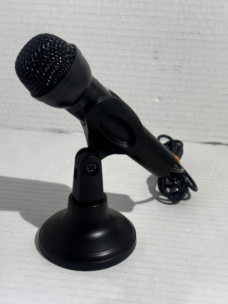 Black 3.5mm Male Studio Speech Network KTV Mini Microphone w Holder