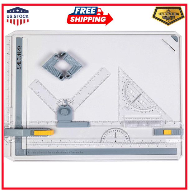 Complete Inch Scale Drafting Table with Protractor and Anti-Slip Support