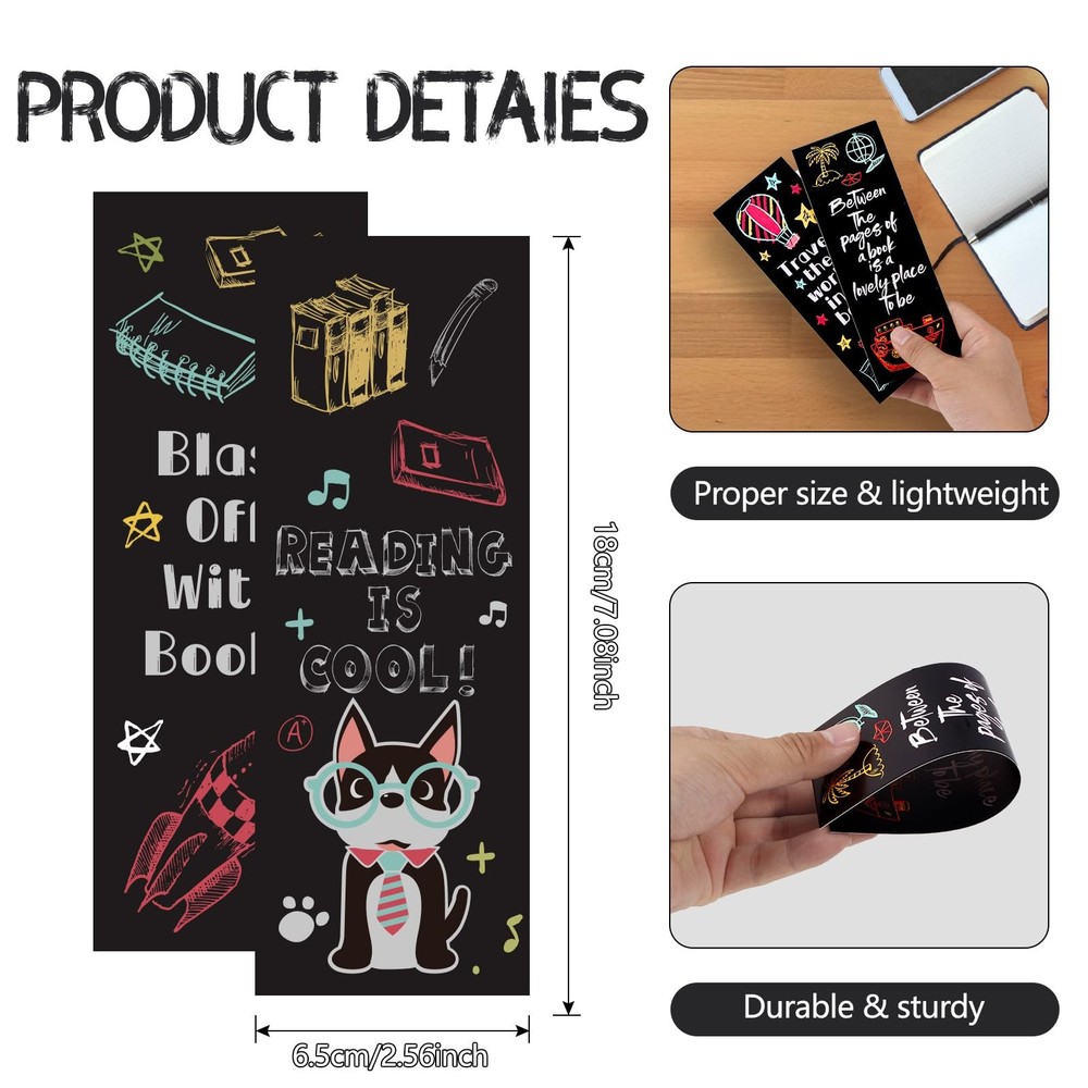 100 Pcs Reading Rocks Bookmarks Rockets Design 72.5 Inch Double Sided Reader