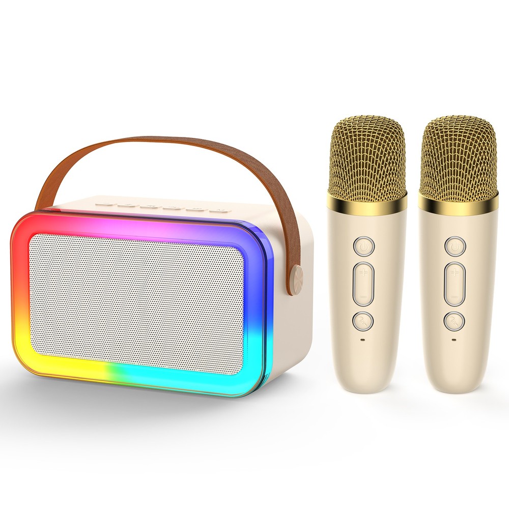 JYX Mini Karaoke Machine For Kid Bluetooth Speaker w/ 2 Wireless Microphone Gift