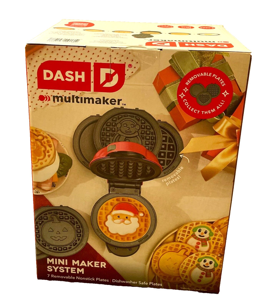 Dash Multi-Plate Mini Waffle Maker 7 removable Plates Recipie guide included