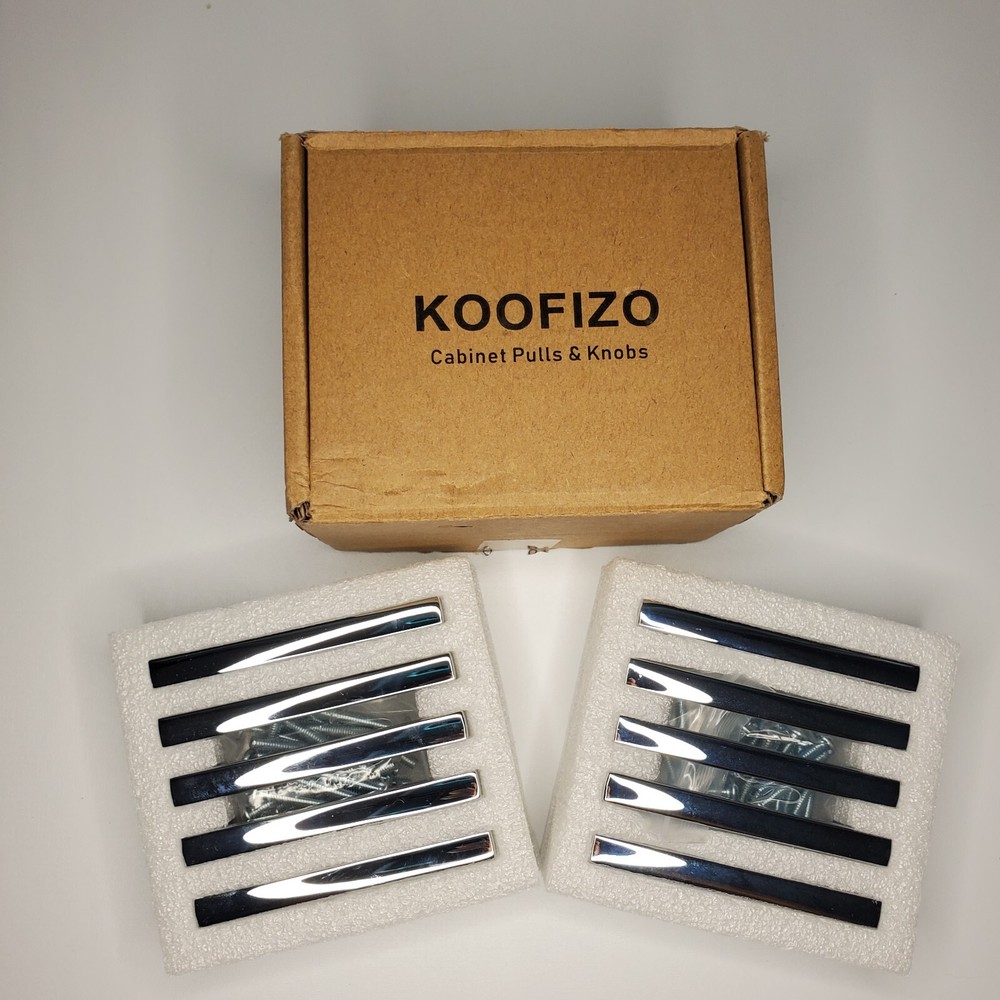 Koofizo Cabinet Bar Pull Chrome  Solid Handle 3" Screw Spacing 10 PACK Open Box