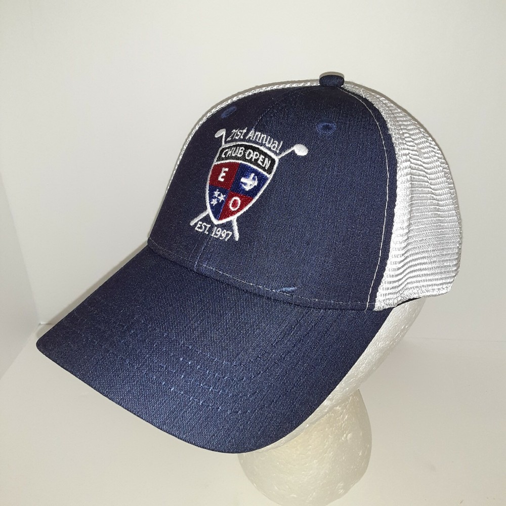 Chub Open 21st Annual Golf Hat Cap Strap Back Blue White Mesh Script Clubs Logo