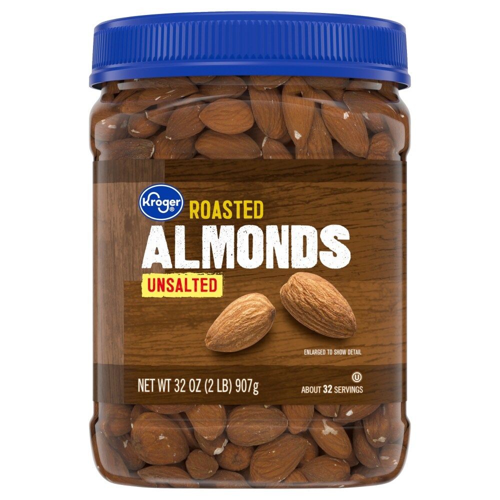 Kroger Roasted Unsalted Almonds 32 oz - Pack of 3