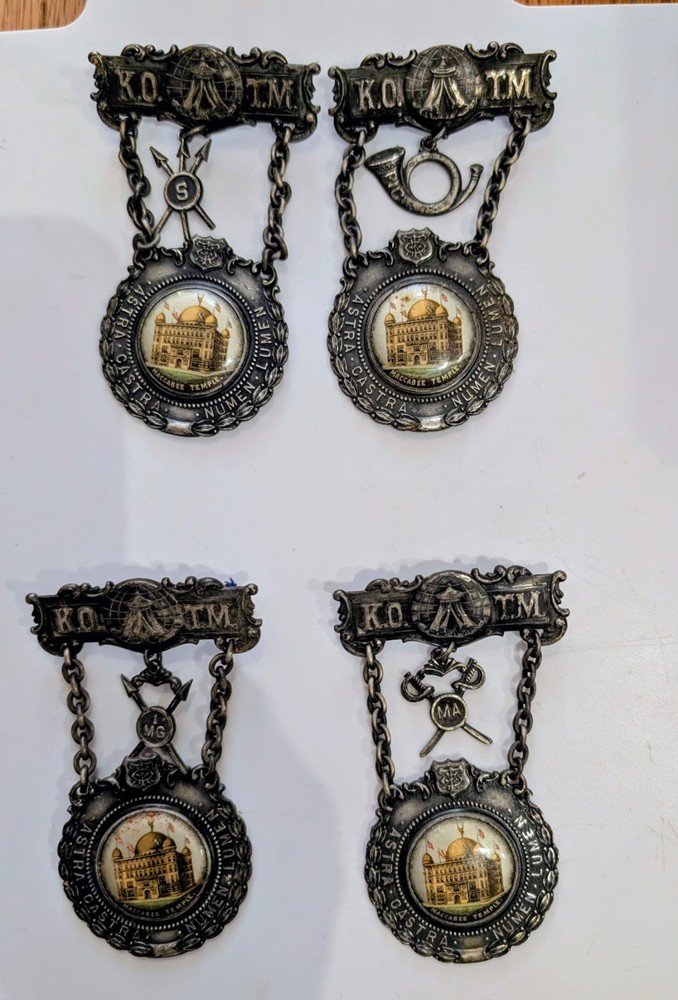 4 Different Masonic Pins K.O. T.M. Whitehead & Hoag