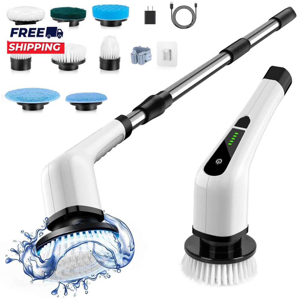 Electric Spin Scrubber  Cordless Cleaning Brush Scrubber for Home 8 Replaceable