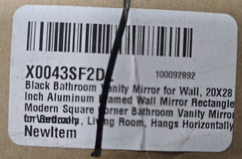 Black Metal Framed Rectangular Mirror For Wall