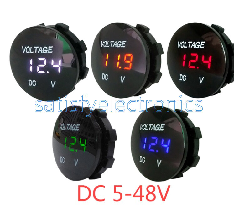 DC 5-48V Waterproof Car Motorcycle LED Panel Digital Volt Voltage Meter Display