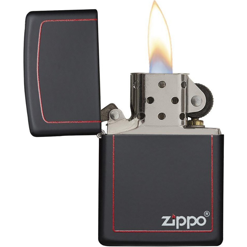 Zippo Black Matte Lighter with Border