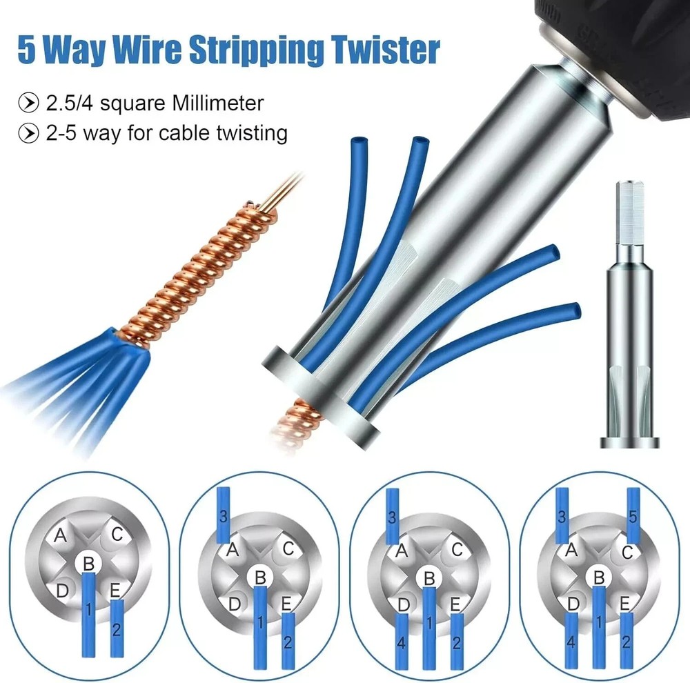3x Wire Stripping Twisting Tool Electrical Drill Wire Stripper Cable Nut Twister