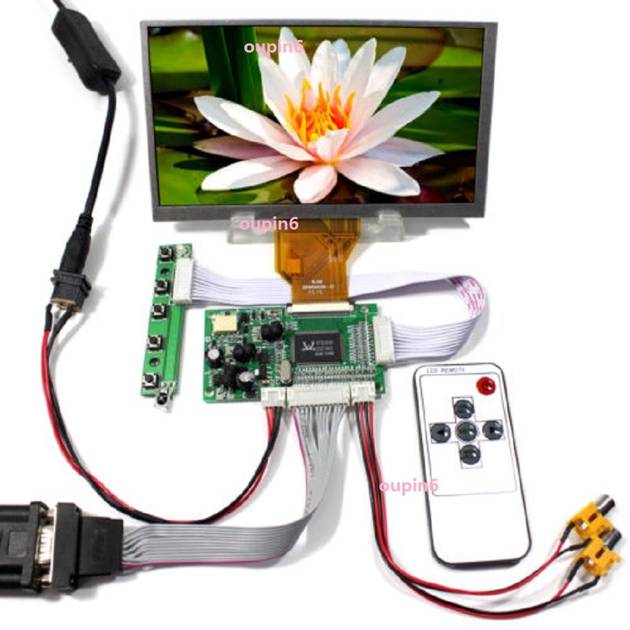 VGA 2AV LCD Driver Controller board kit DIY + 5 inch 800x480 LCD Screen Panel