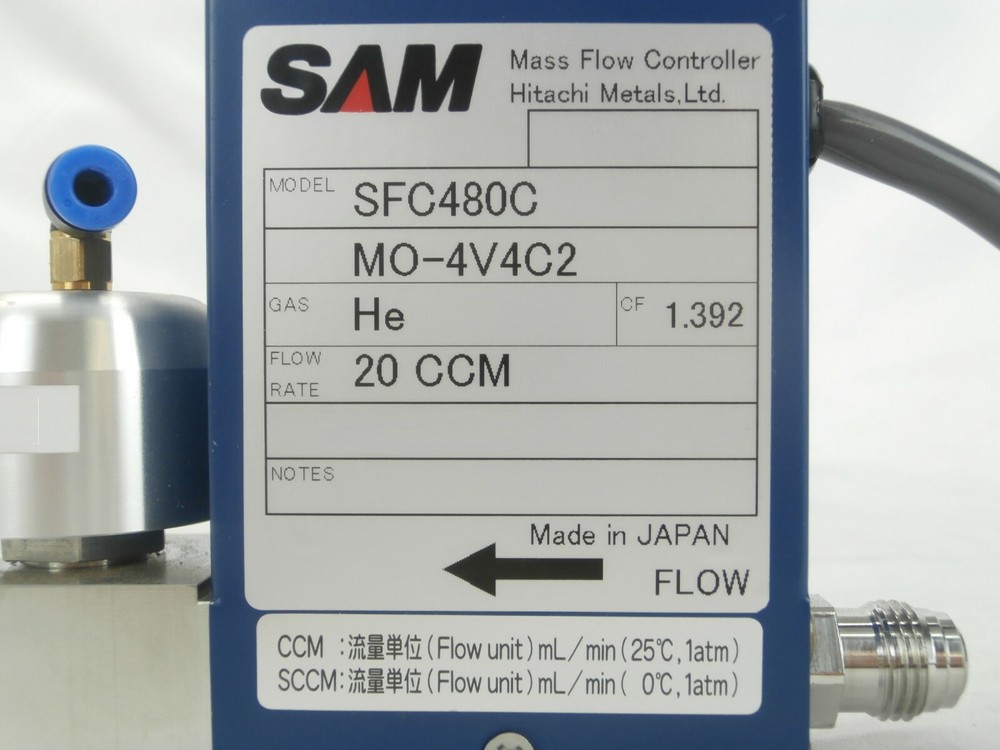 SAM Hitachi Metals SFC480C Mass Flow Controller MFC SFC-480C 20 CCM He Working