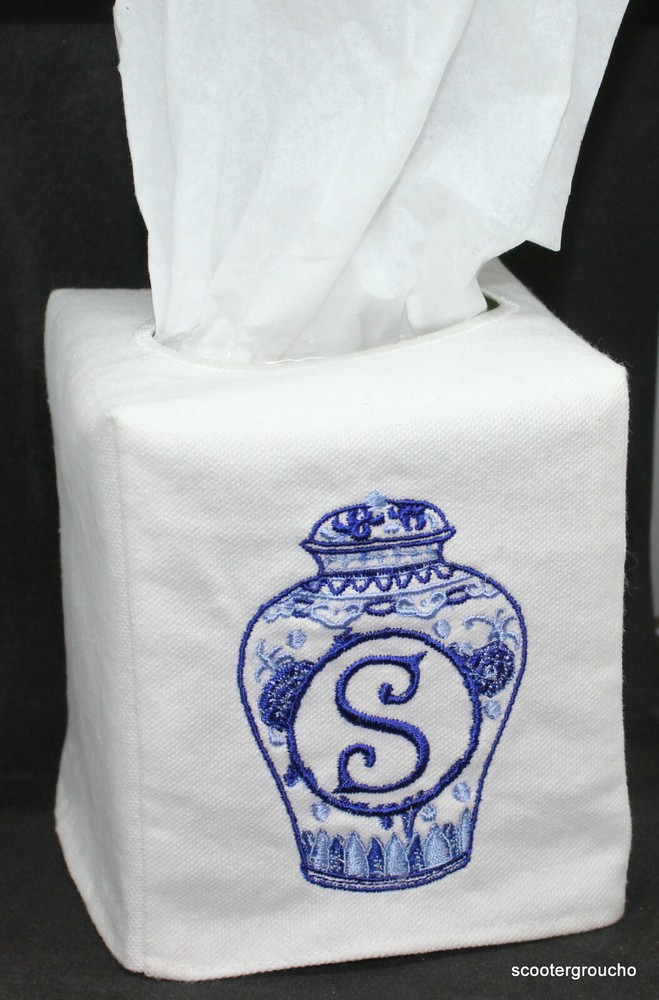 Personalized Monogram ChinoiserieTissue Box Cover- Perfect Gift Idea- Free ship