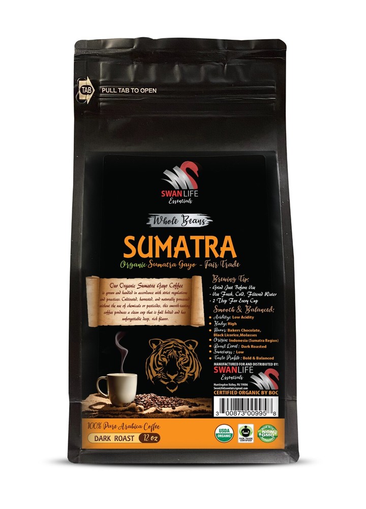 Exotic coffee - SUMATRA ORGANIC COFFEE WHOLE BEANS - Smooth coffee 1 Pack