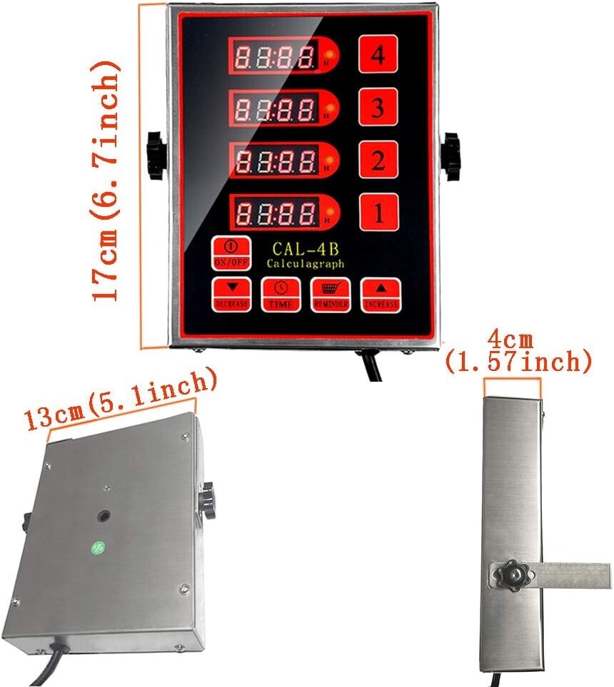 4 Channels Multi-Function Commercial Kitchen Digital Timer Alarm 110V Restaurant