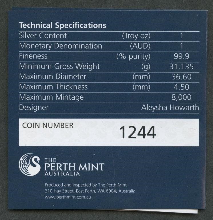 Australian Opal Series - Rough Scaled Python 2015 Silver Proof Coin w/ Full OGP