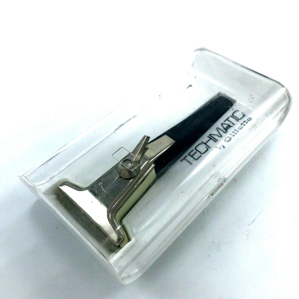 Vtg Gilette Techmatic Safety Razor w Case Adjustable Blade Retro