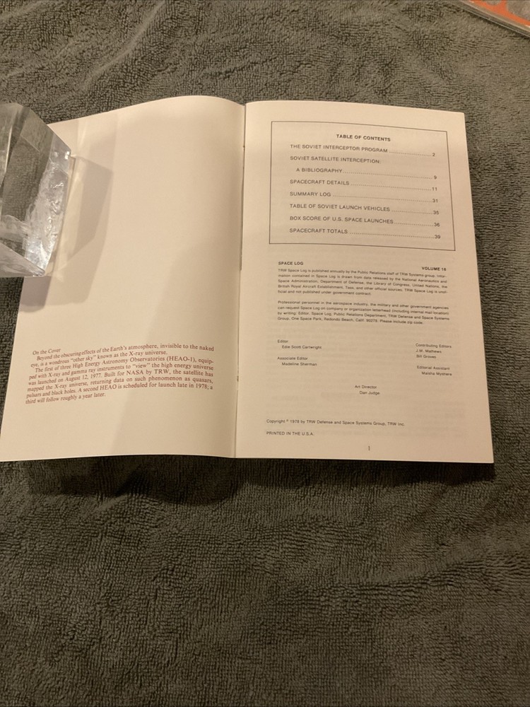 Thompson Ramo Wooldridge TRW Space Log 1977, Soviet Interceptor Program ￼NASA