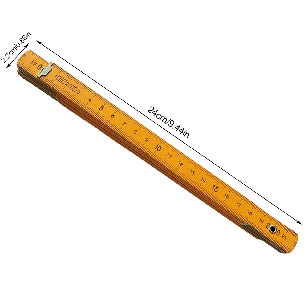 Ruler Wooden Folding Measuring Yellow Yard Stick