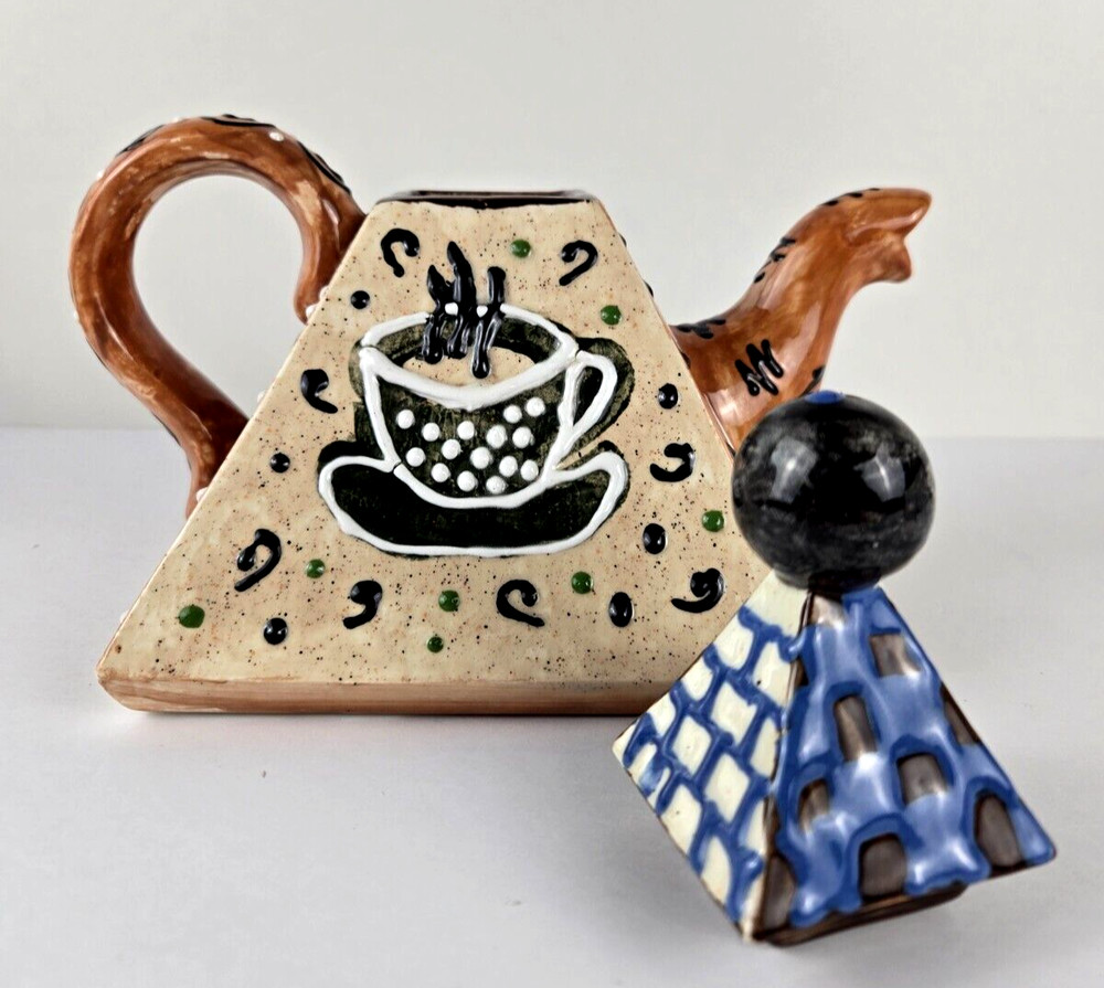 Handmade Ceramic Pyramid Teapot With Lid Multicolor/Decorative Use Only