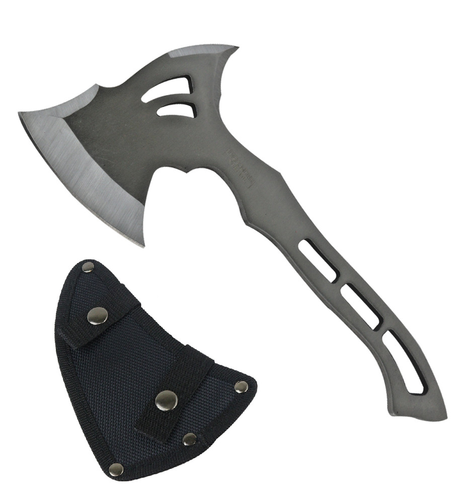 DEFENDER ONE PIECE SOLID STAINLESS Sharp Hunting Camping Hatchet AXE & Sheath