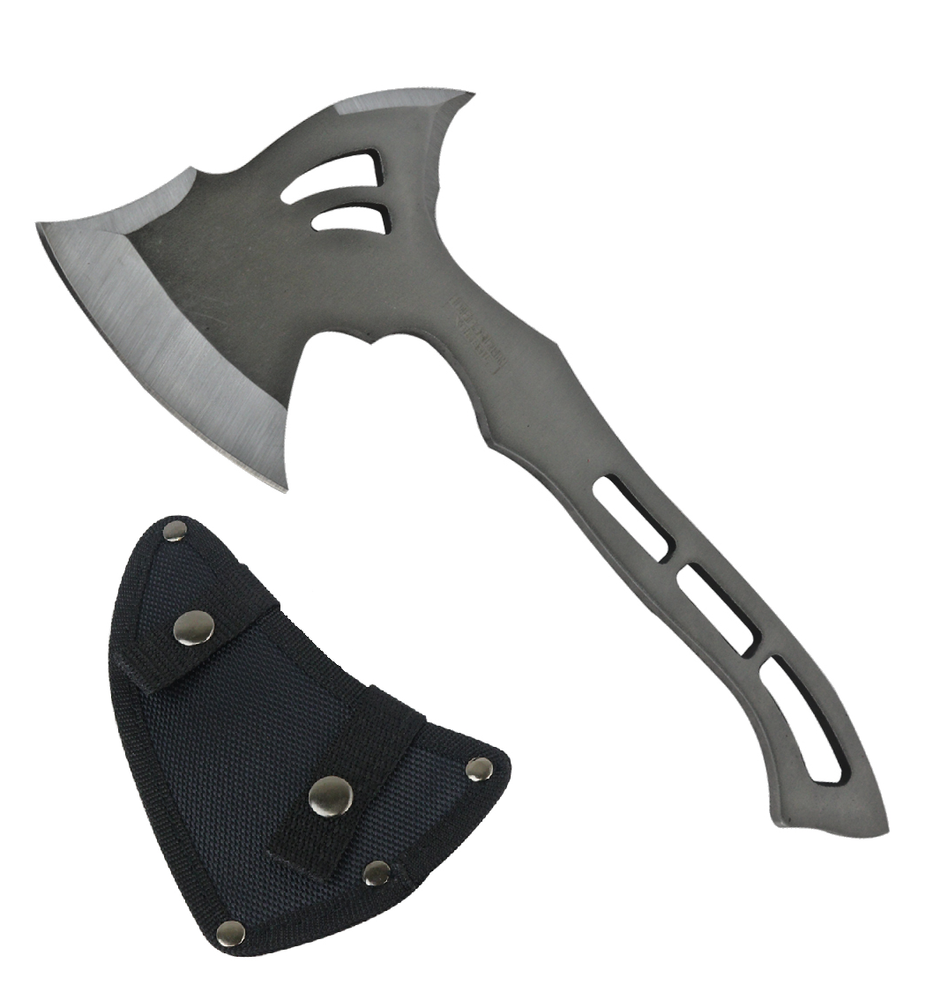 DEFENDER ONE PIECE SOLID STAINLESS Sharp Hunting Camping Hatchet AXE & Sheath