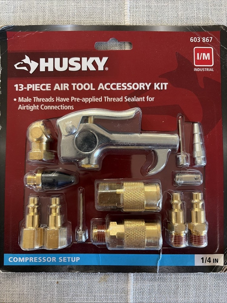 Husky 13 Piece Brass Air Compressor Accessory Kit 1/4" compressor setup