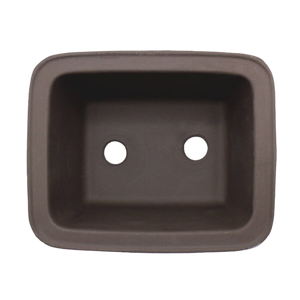 Japanese Bonsai Pot 18cm Rectangular Deep Unglazed Brown Seto Ware