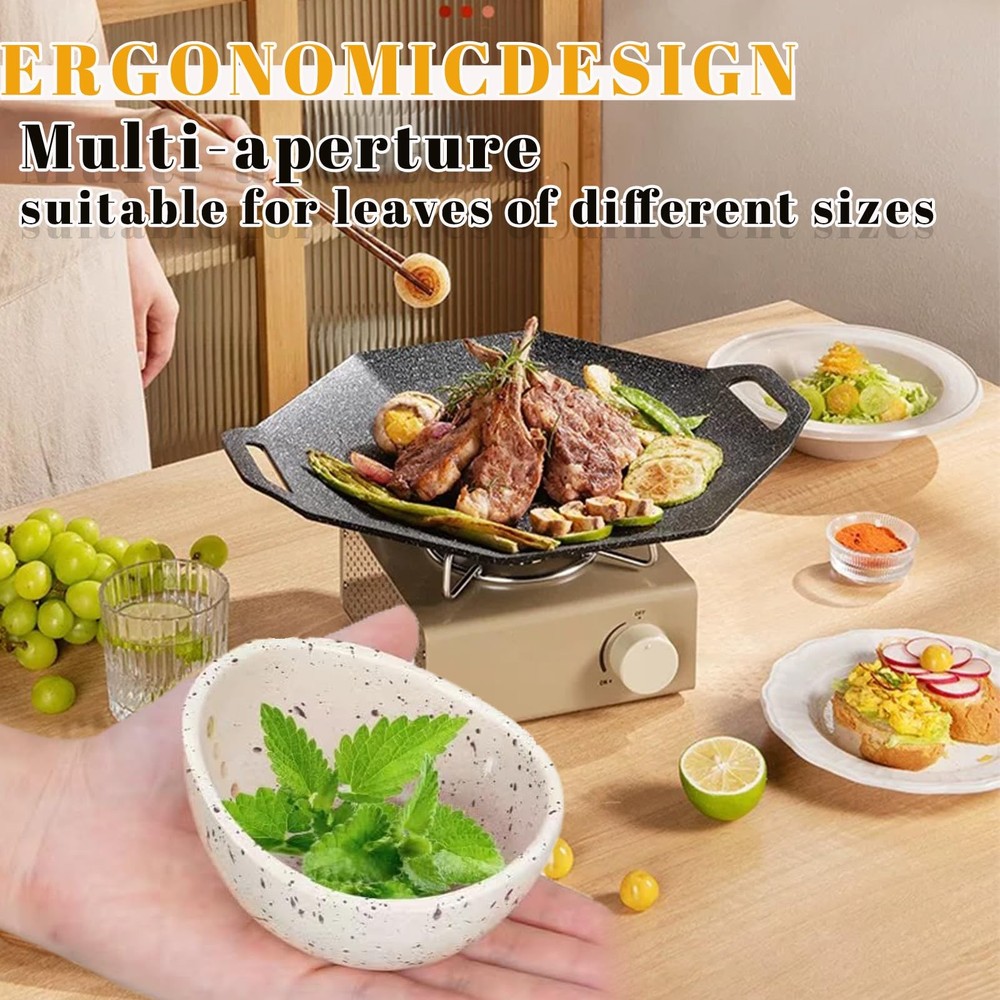 Ceramic Herb Stripper Bowl for Easy Root Removal - Various Hole Sizes