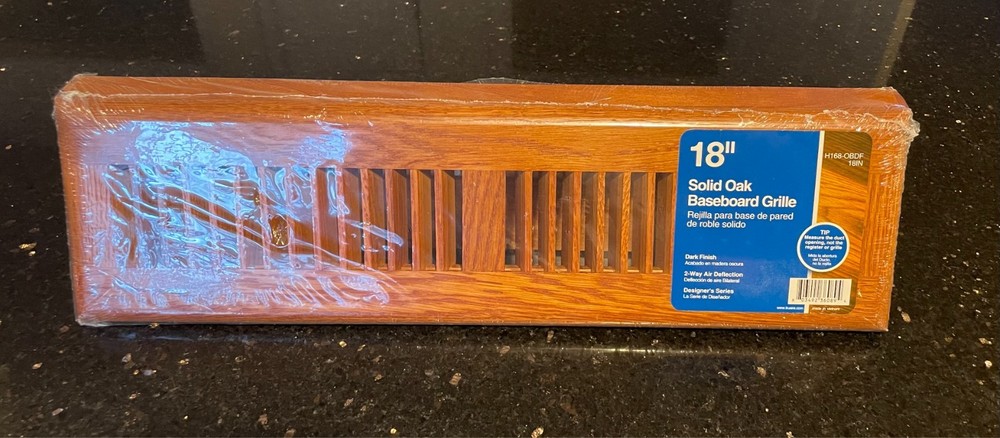 TRUAIRE SmoothGlide Solid Oak 18" Baseboard Grill or 4 Lot 4"x12" Floor Diffuser