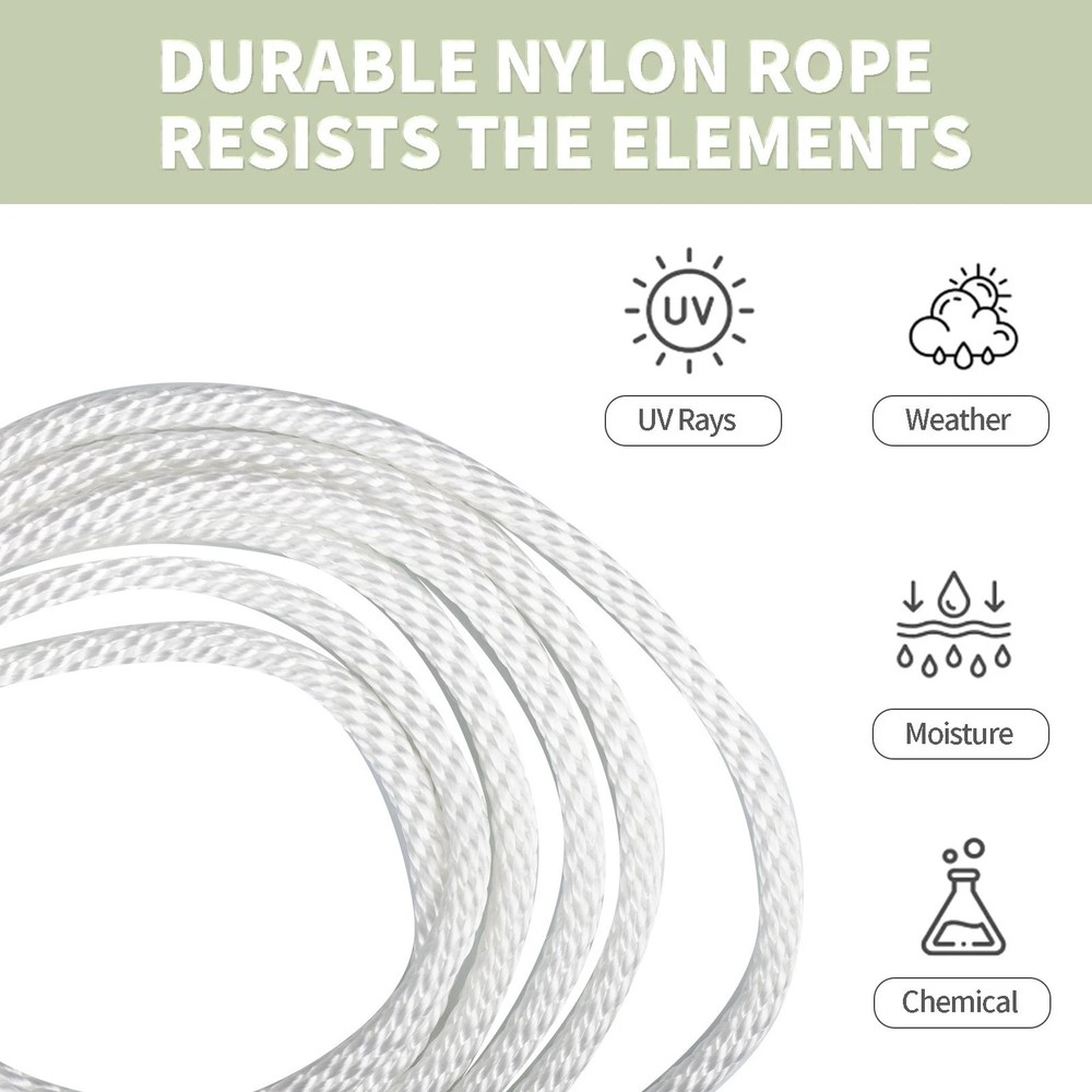 5/16 INCH 250 FT White Nylon Solid Braid Rope-Industrial Grade