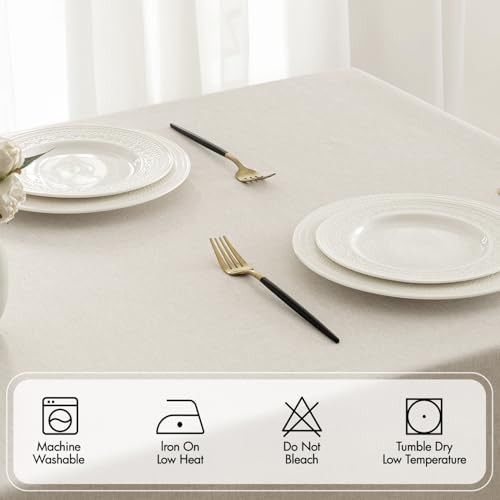 Rectangle Linen Polyester Tablecloth with 70" x 52" (Rectangular) Beige