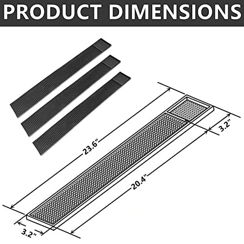3 Pcs Bar Service Spill Mat Flexible Rubber Mat Counter Bar Pad for Bartender