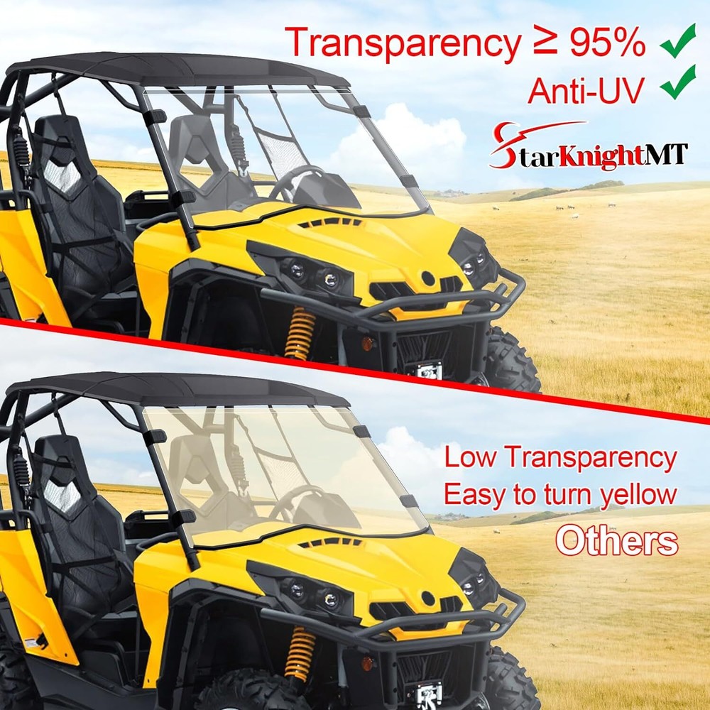 UTV Full Windshield Clear Front Windshield Fit 2011-20 Can Am Commander 800/1000