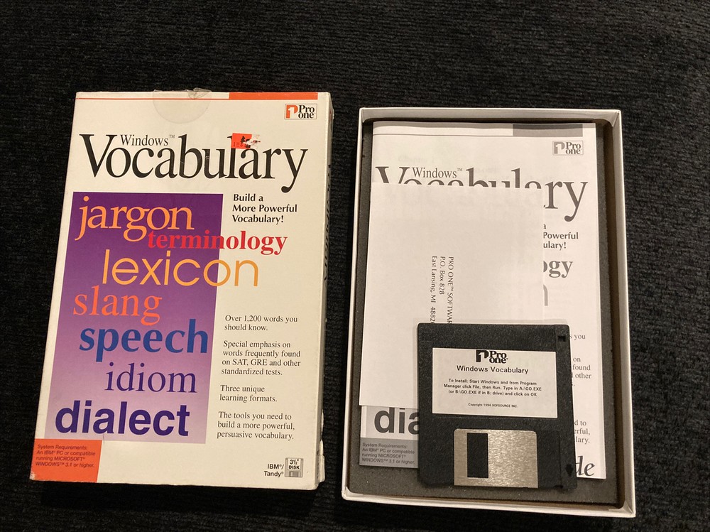 Windows Vocabulary (PC, 1995) Complete, Vintage.