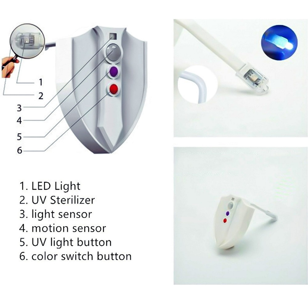 Smart Night Light Sensor Toilet Lamp 8 Colors 2 pack