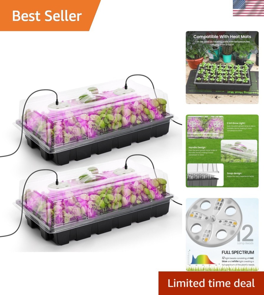 Full Spectrum LED Seed Starter Tray with Humidity Control - Effortless Growth