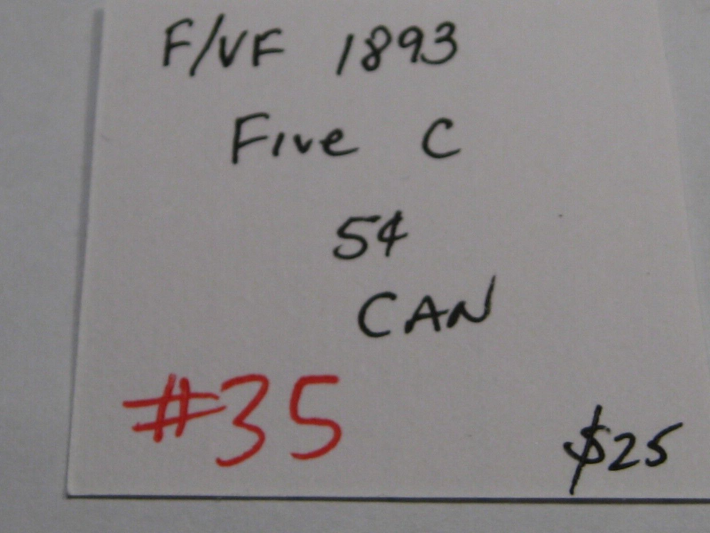 F/VF 1893 Five Cent 5¢ CANADA. #35
