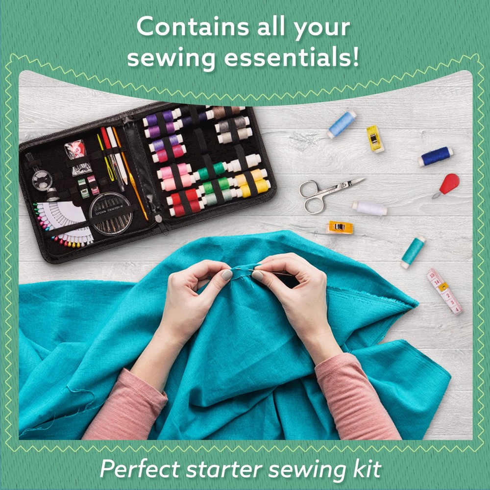 Sewing Kit for Beginners - 94 PCS with Thread, Needles, Scissors & Clips
